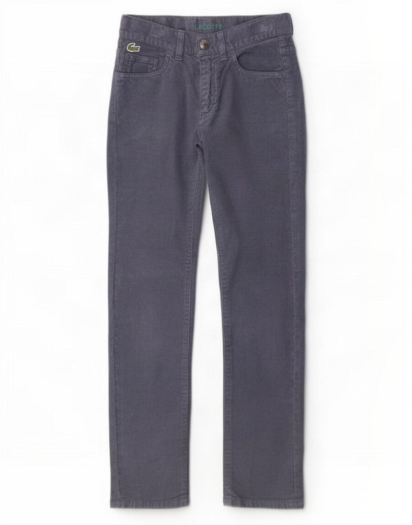 Lacoste Boys Straight Corduroy Trousers 7-8 Years W22 L23 Navy Blue Cotton