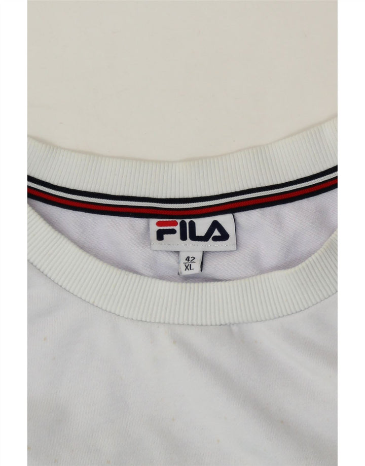 FILA Womens Graphic Oversized Sweatshirt Jumper UK 18 XL White Colourblock Vintage Fila and Second-Hand Fila from Messina Hembry 