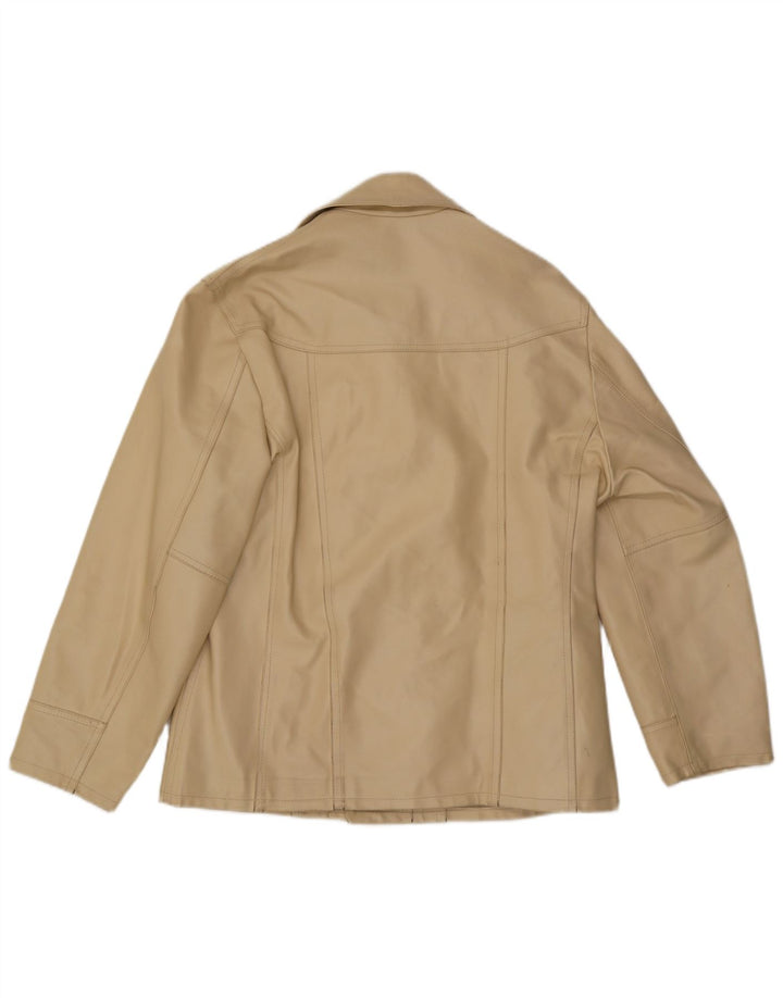 Vintage Mens Faux Leather Jacket UK 38 Medium Beige