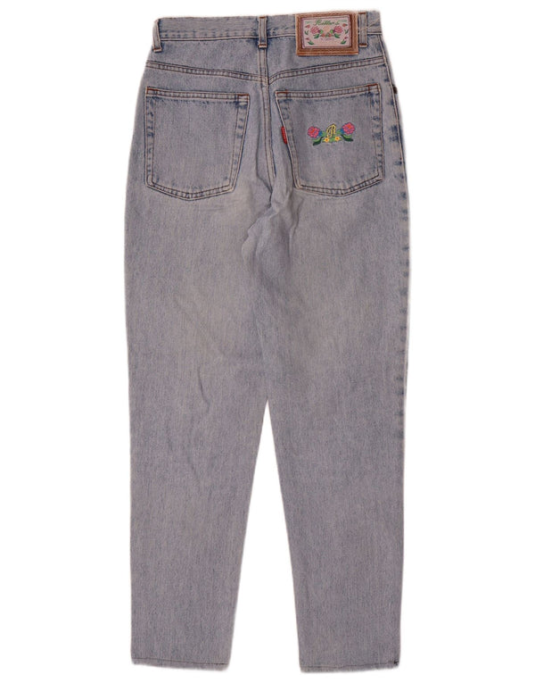 Carino Womens High Waist Tapered Jeans W26 L27 Blue Floral