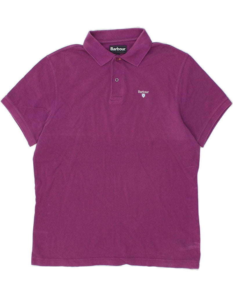 BARBOUR Mens Polo Shirt Large Purple Cotton | Vintage Barbour | Thrift | Second-Hand Barbour | Used Clothing | Messina Hembry 
