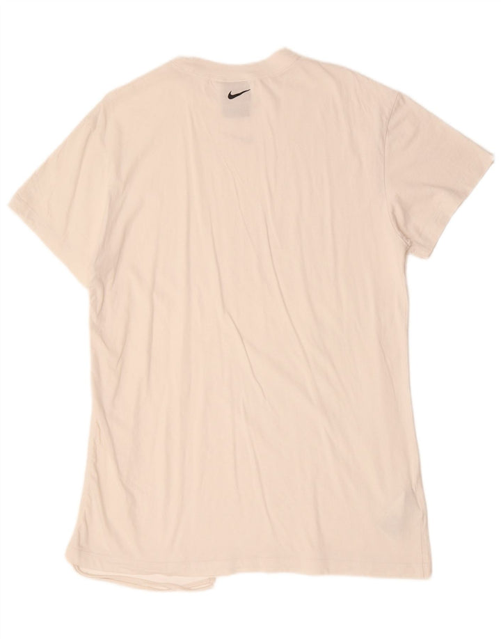 NIKE Womens Loose Fit T-Shirt Top UK 14 Medium White Cotton