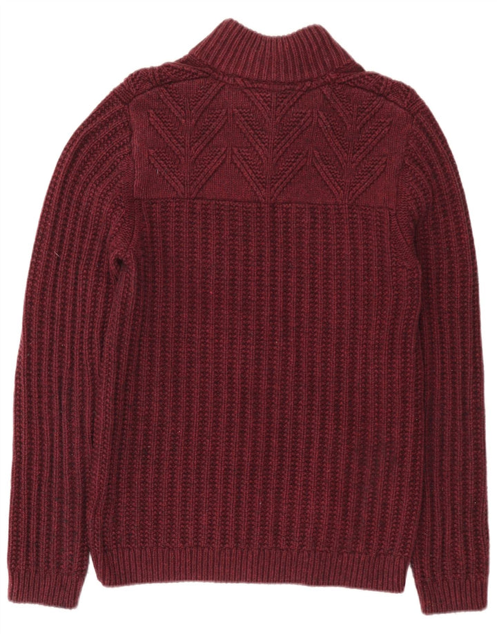 Ted Baker Mens Button Neck Jumper Sweater Size 3 Medium Burgundy Cotton