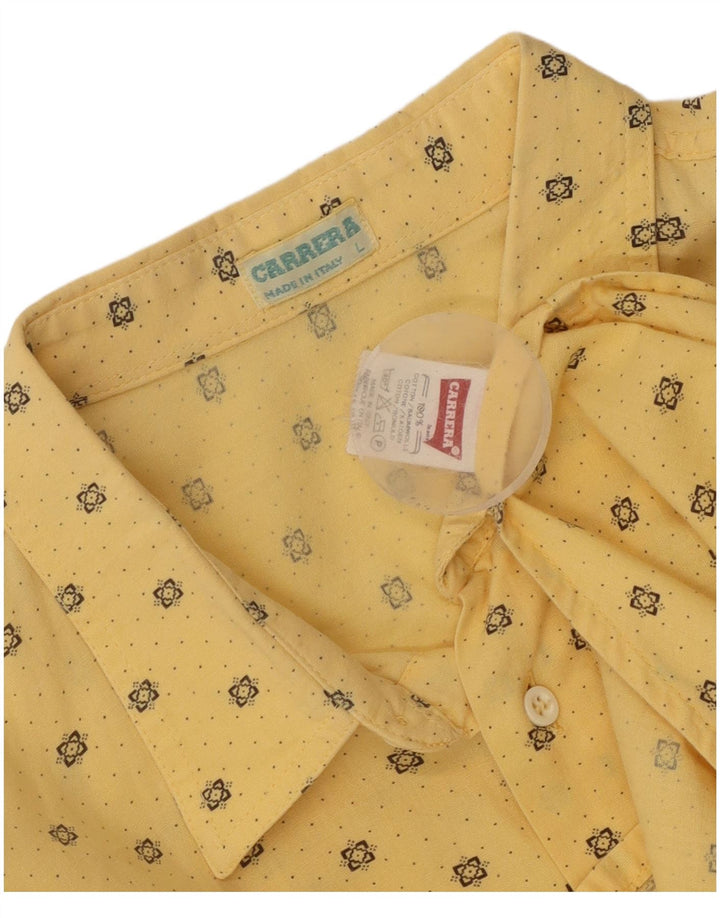Carrera Mens Shirt Large Yellow Spotted Cotton