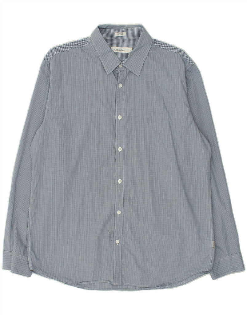 CALVIN KLEIN Mens Shirt Large Blue Check Cotton | Vintage Calvin Klein | Thrift | Second-Hand Calvin Klein | Used Clothing | Messina Hembry 