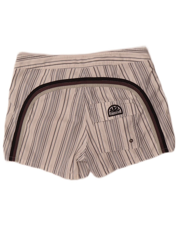Sundek Mens Swimming Shorts Medium White Striped Polyester