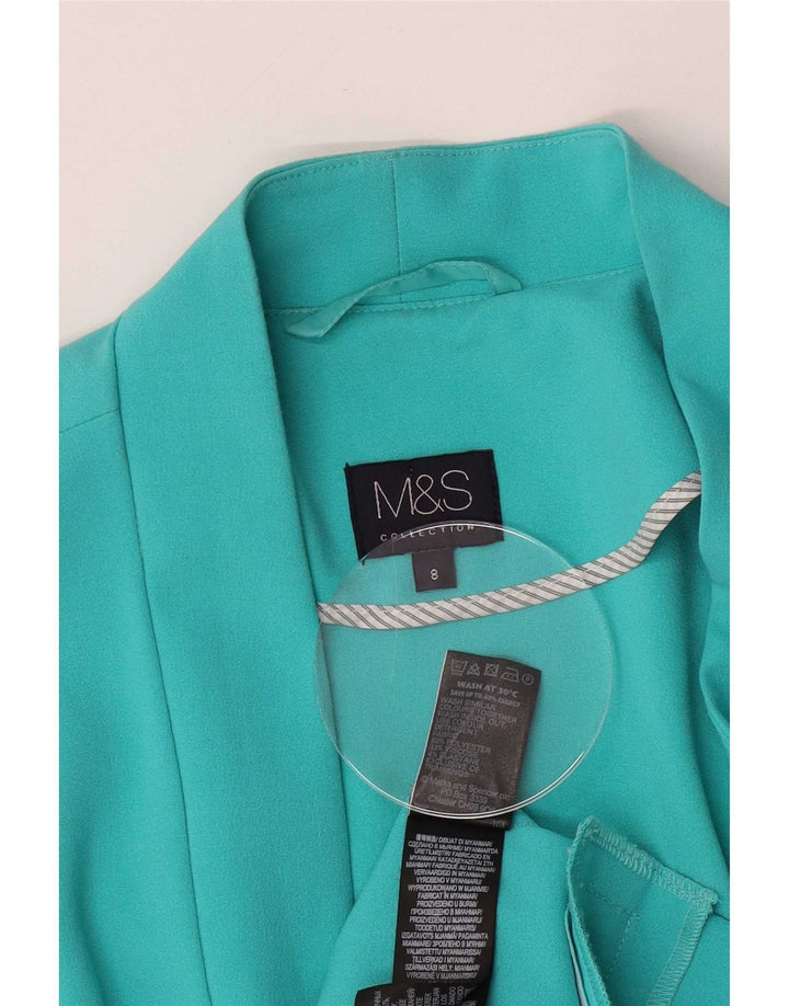 Marks & Spencer Womens Open Blazer Jacket UK 8 Small Turquoise Polyester