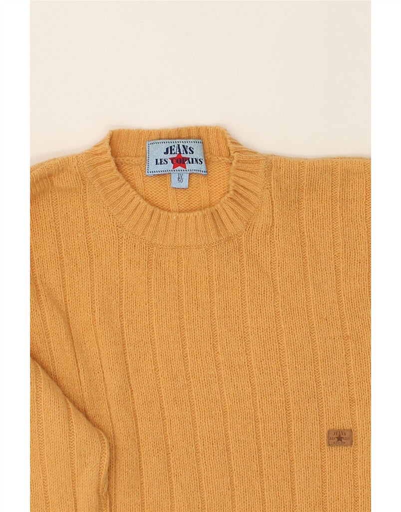 LES COPAINS Mens Crew Neck Jumper Sweater IT 50 Medium Orange Wool | Vintage Les Copains | Thrift | Second-Hand Les Copains | Used Clothing | Messina Hembry 