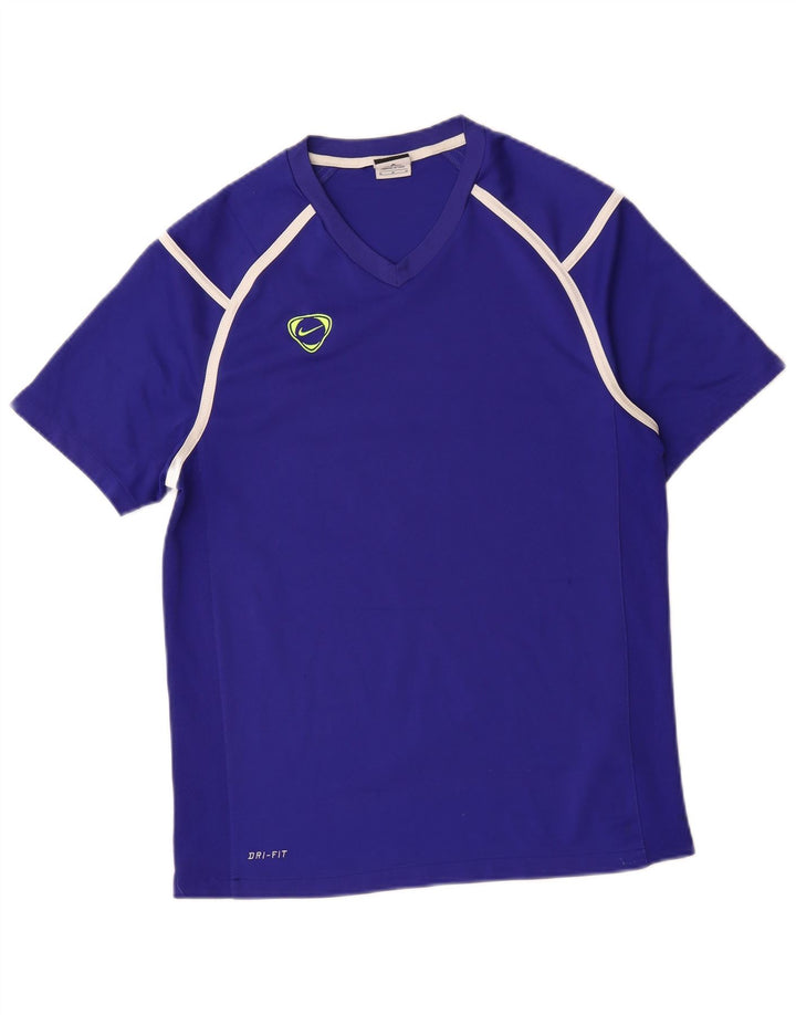 Nike Mens Dri Fit T-Shirt Top Medium Blue Colourblock Polyester