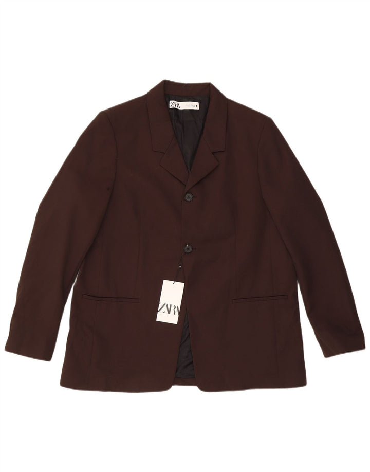Zara Womens 2 Button Blazer Jacket UK 18 XL Brown Polyester