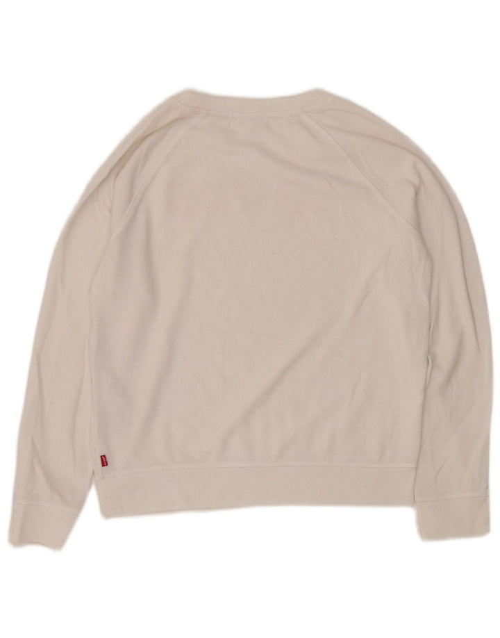 LEVI'S Womens Oversized Sweatshirt Jumper UK 10 Small White Cotton