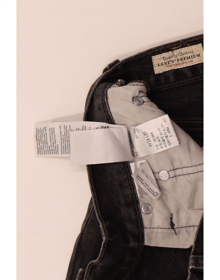 Levi's Mens 501 Straight Jeans W26 L30 Black Cotton