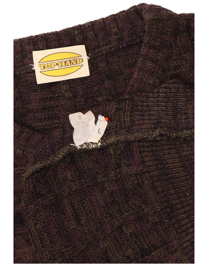 Vintage Mens Boat Neck Jumper Sweater Large Brown Wool