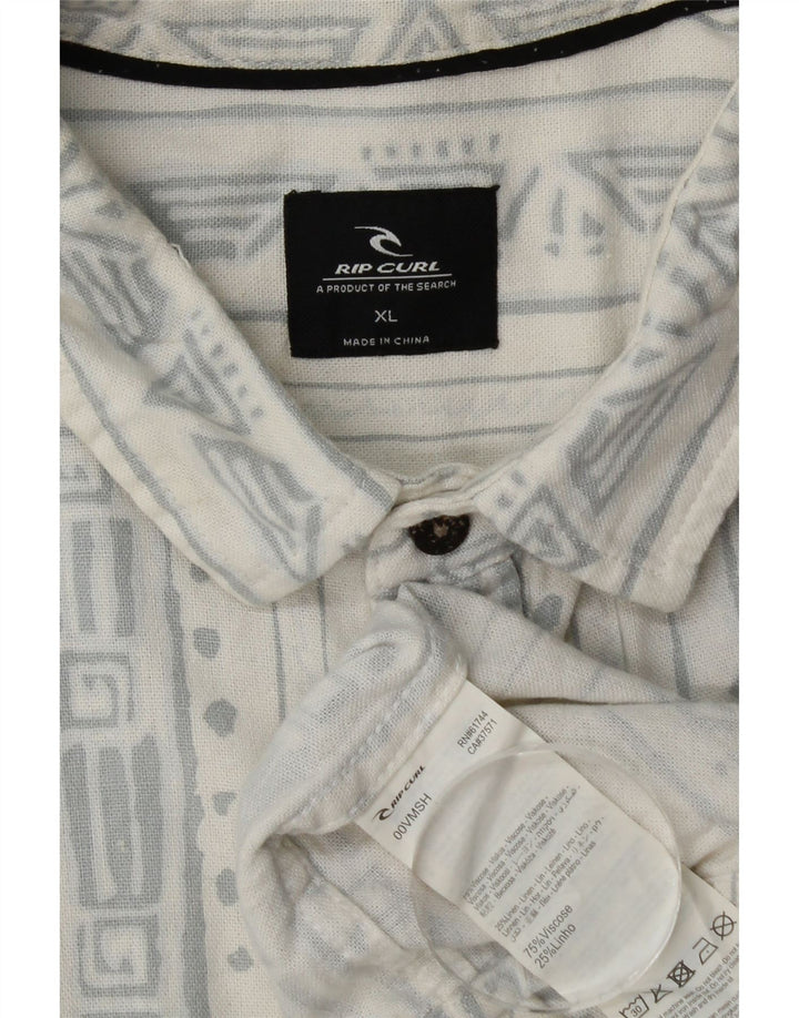 Rip Curl Mens Short Sleeve Shirt XL White Geometric Viscose