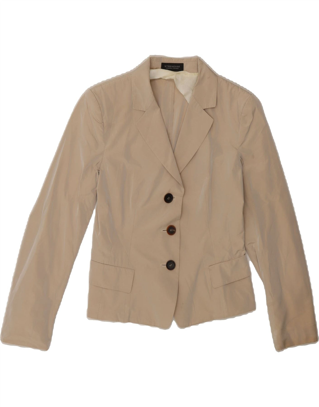 STRENESSE Womens 3 Button Blazer Jacket EU 34 XS Beige Polyester Vintage Strenesse and Second-Hand Strenesse from Messina Hembry 