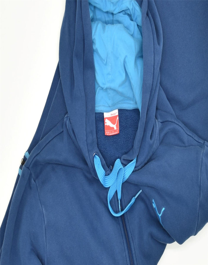 PUMA Mens Graphic Zip Hoodie Sweater Small Blue Cotton | Vintage | Thrift | Second-Hand | Used Clothing | Messina Hembry 