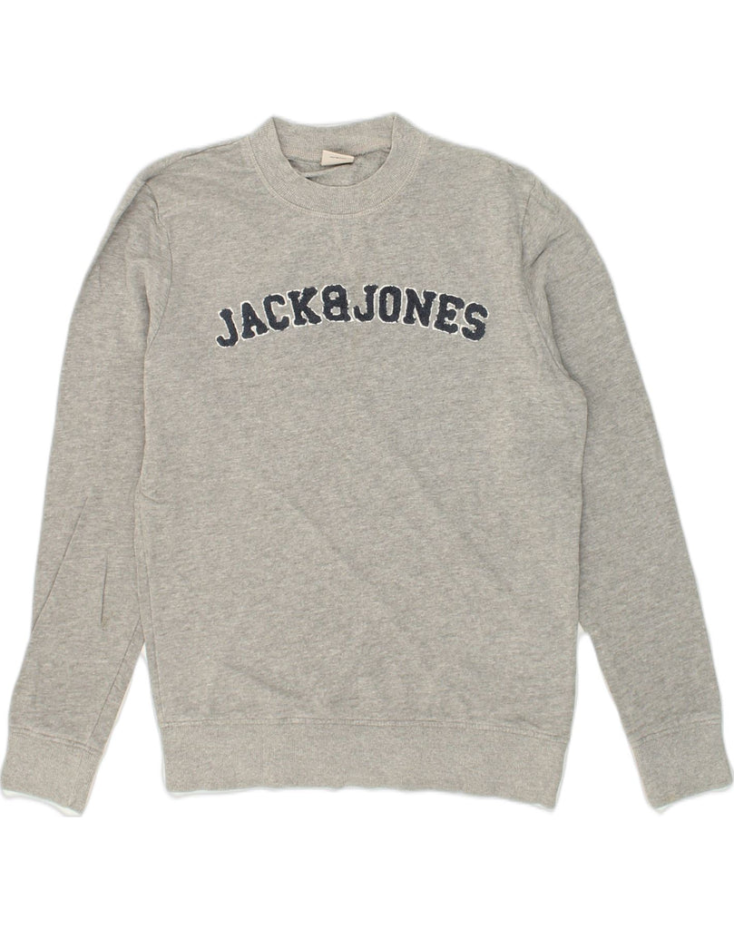 JACK & JONES Mens Graphic Sweatshirt Jumper XS Grey Cotton | Vintage Jack & Jones | Thrift | Second-Hand Jack & Jones | Used Clothing | Messina Hembry 