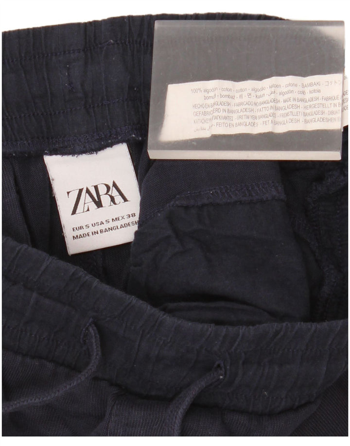 Zara Mens Cargo Tracksuit Trousers Joggers Small Navy Blue Cotton