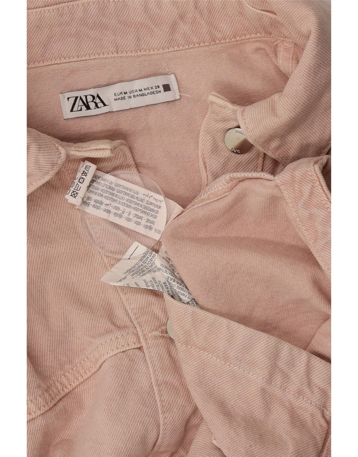 Zara Womens Oversized Denim Jacket UK 14 Medium Pink Cotton