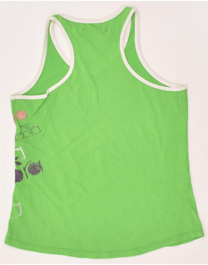 DIADORA Girls Graphic Vest Top 11-12 Years XL Green Cotton | Vintage Diadora | Thrift | Second-Hand Diadora | Used Clothing | Messina Hembry 