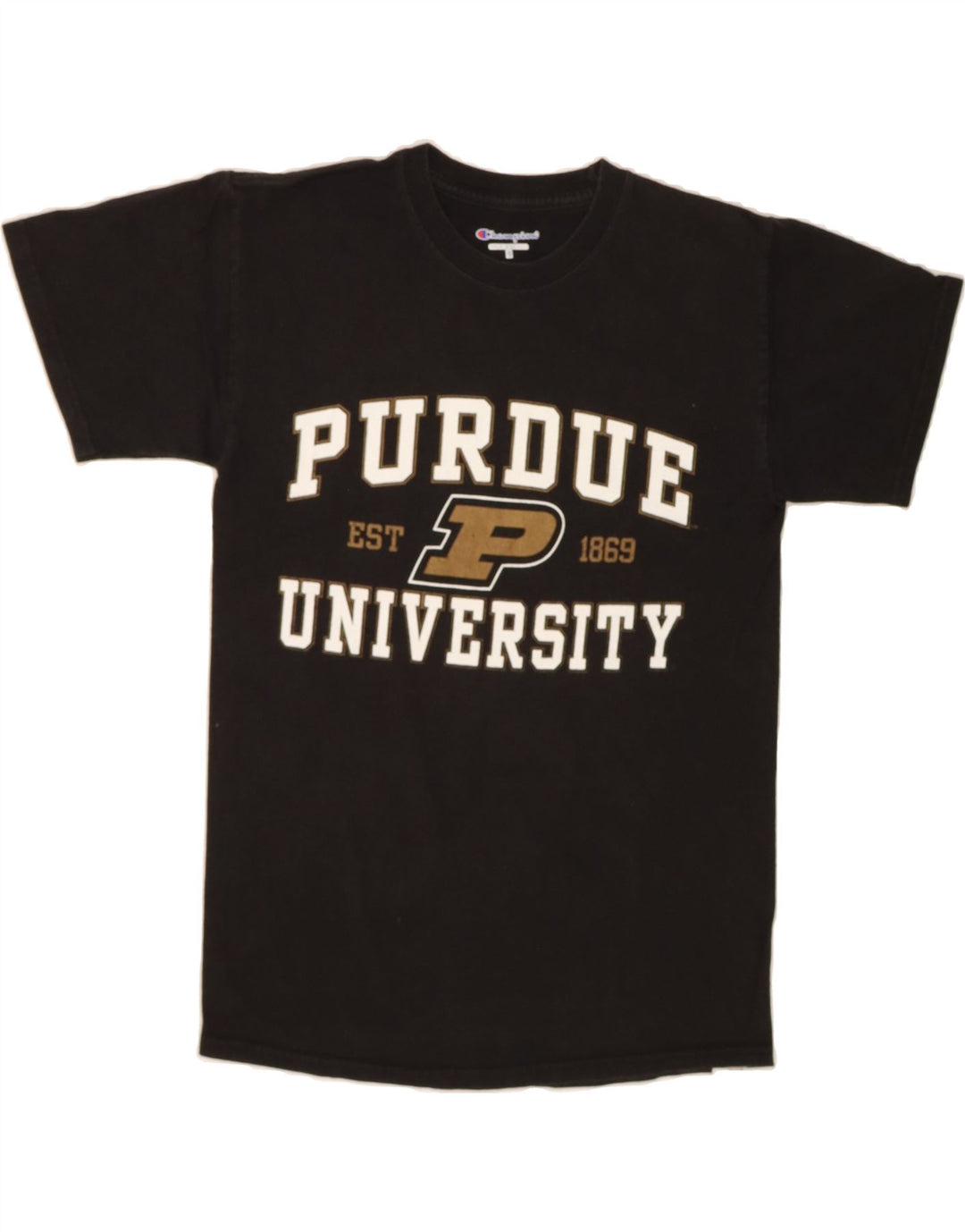CHAMPION Mens Purdue University Graphic T-Shirt Top Small Black Cotton Vintage Champion and Second-Hand Champion from Messina Hembry 