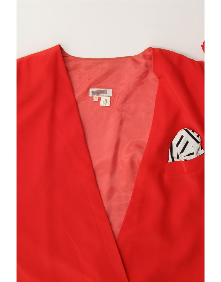 VINTAGE Womens 2 Button Blazer Jacket UK 16 Large Red Polyester Vintage Vintage and Second-Hand Vintage from Messina Hembry 