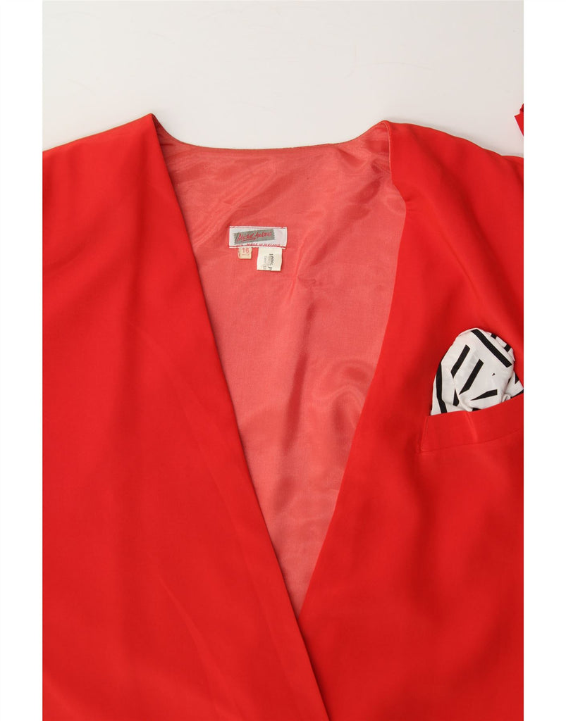 VINTAGE Womens 2 Button Blazer Jacket UK 16 Large Red Polyester Vintage Vintage and Second-Hand Vintage from Messina Hembry 