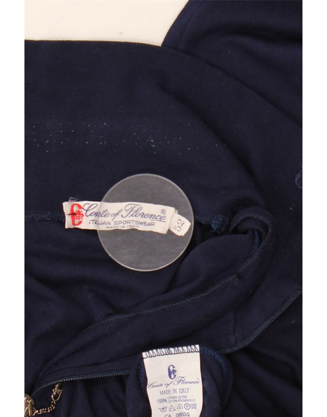 CONTE OF FLORENCE Mens Zip Neck Top Long Sleeve IT 52 Large Navy Blue