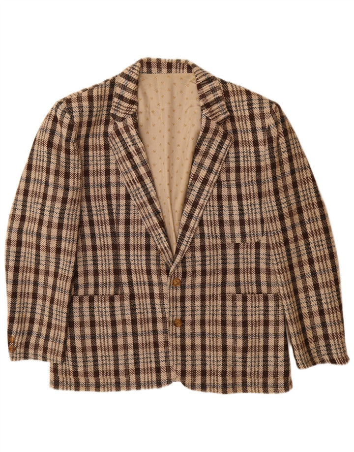 Carrera Mens 2 Button Blazer Jacket UK 38 Medium Brown Check