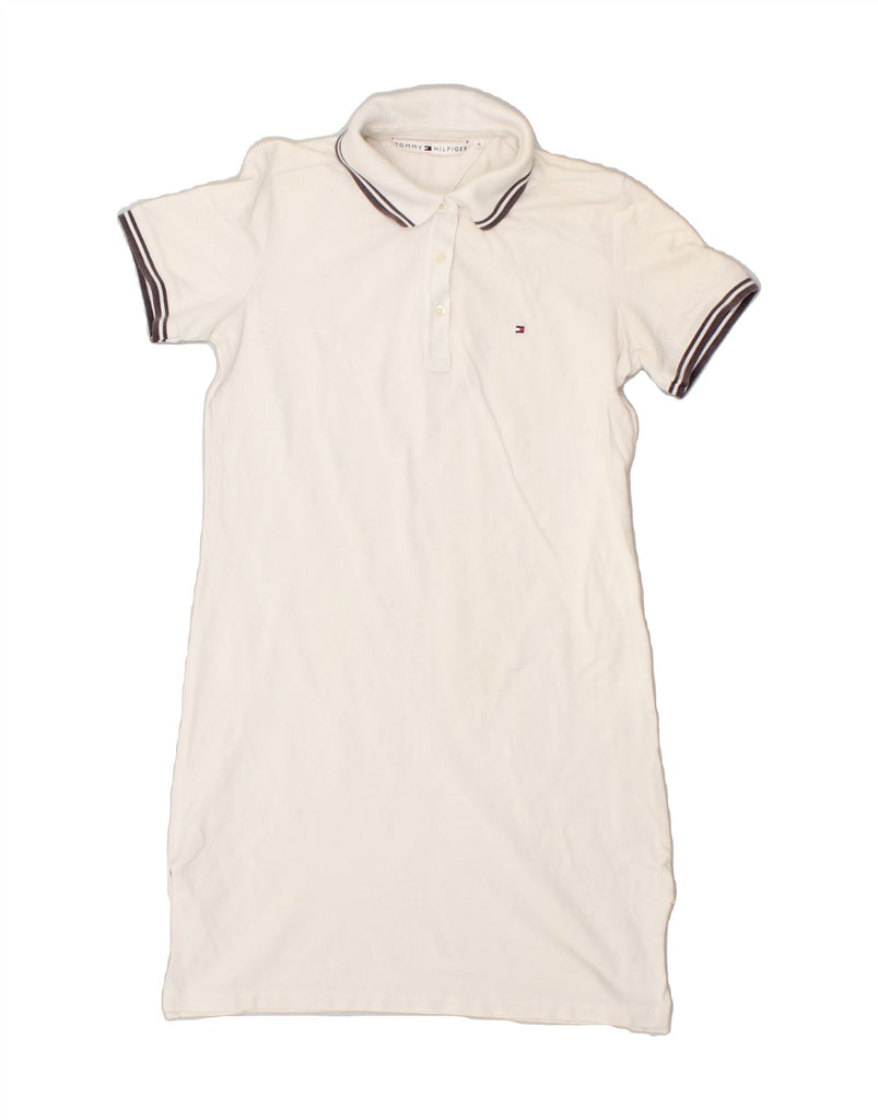 TOMMY HILFIGER Womens Polo Dress UK 12 Medium Off White | Vintage Tommy Hilfiger | Thrift | Second-Hand Tommy Hilfiger | Used Clothing | Messina Hembry 