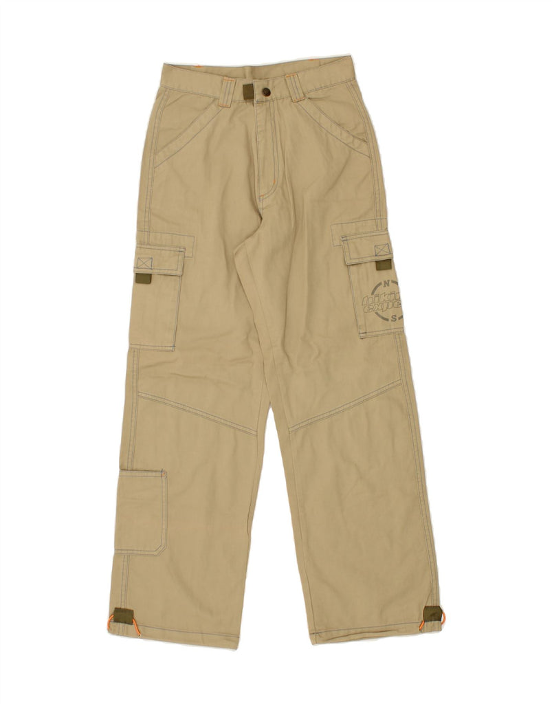 VINTAGE Girls Straight Cargo Trousers 11-12 Years W25 L27 Beige Cotton Vintage Vintage and Second-Hand Vintage from Messina Hembry 