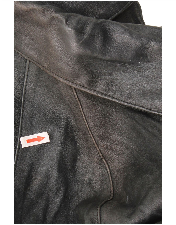 Vintage Womens Oversized Double Breasted Jacket IT 42 Medium Black Leather