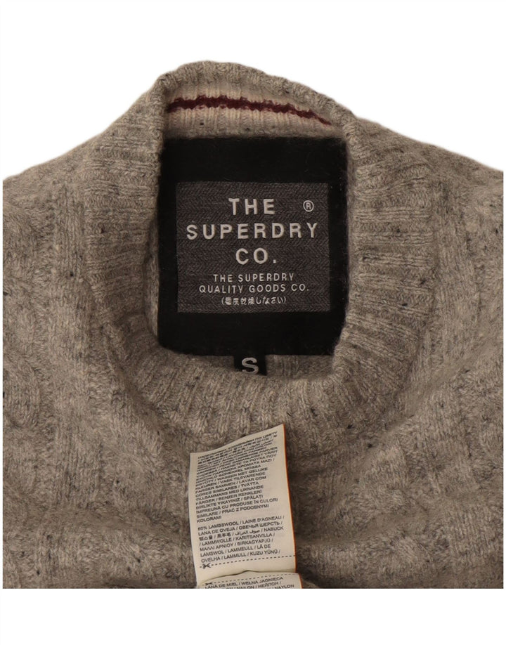Superdry Womens Crew Neck Jumper Sweater UK 10 Small Grey Wool