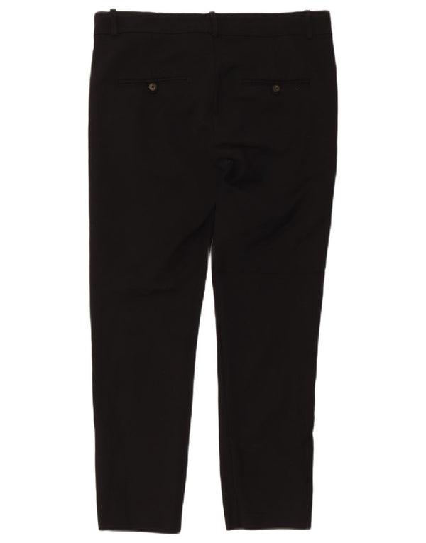 Zara Womens Slim Cropped Trousers EU 38 Small W28 L24 Black Cotton