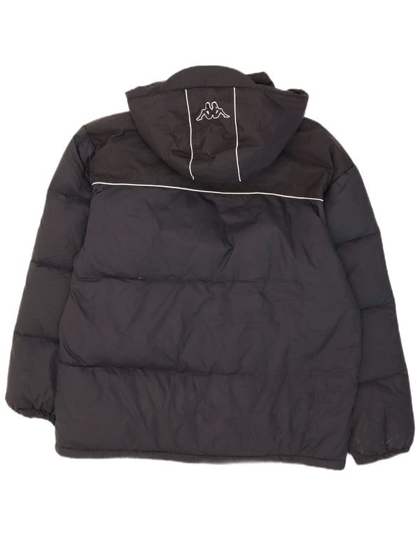 Kappa Mens Graphic Hooded Padded Jacket UK 42 XL Navy Blue Nylon