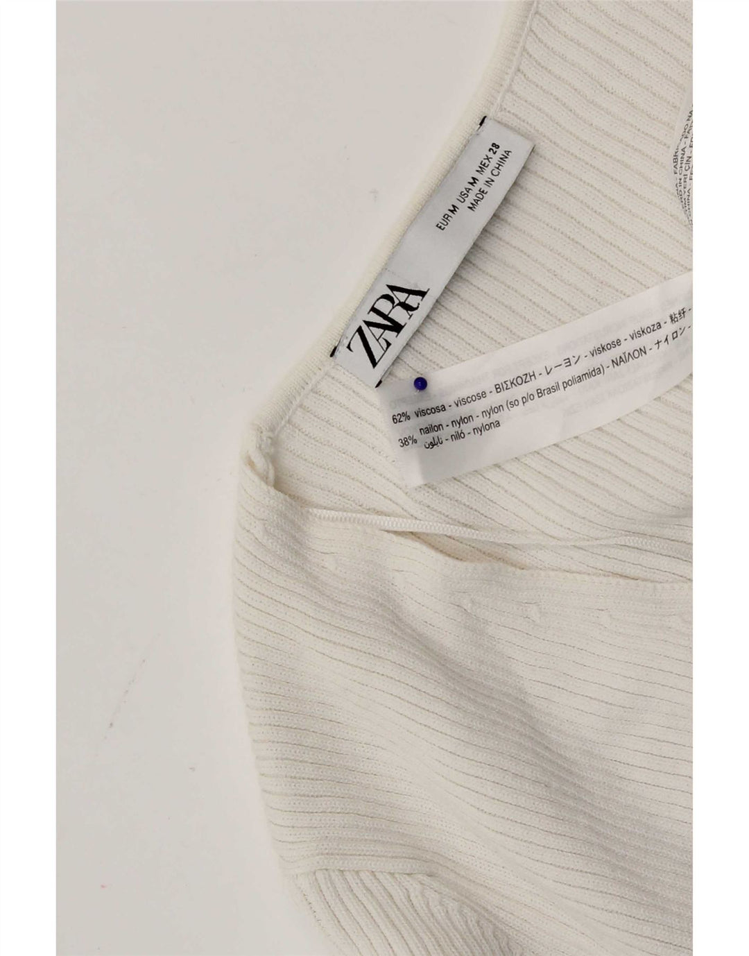 Zara Womens Crop Cardigan Sweater UK 12 Medium White Viscose