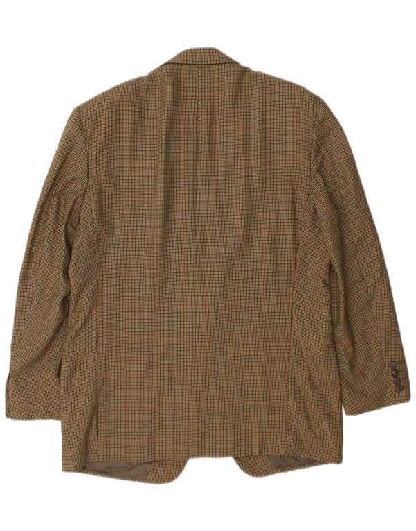 Marks & Spencer Mens 2 Button Blazer Jacket UK 40 Medium Beige Houndstooth
