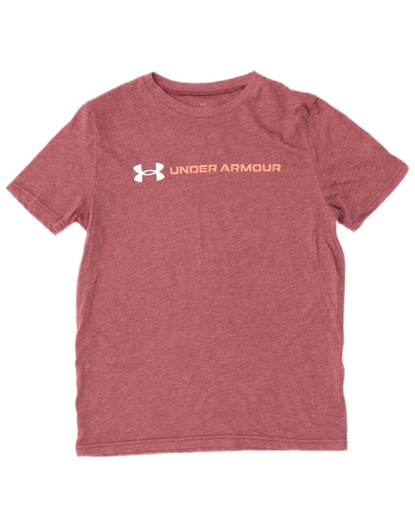 UNDER ARMOUR Boys Graphic T-Shirt Top 9-10 Years Medium Burgundy