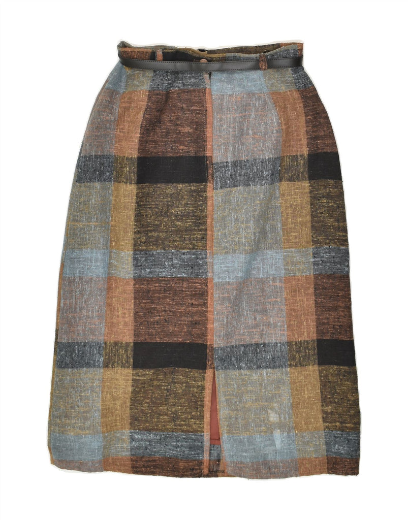 VINTAGE Womens Straight Skirt W26 Small Brown Plaid | Vintage Vintage | Thrift | Second-Hand Vintage | Used Clothing | Messina Hembry 