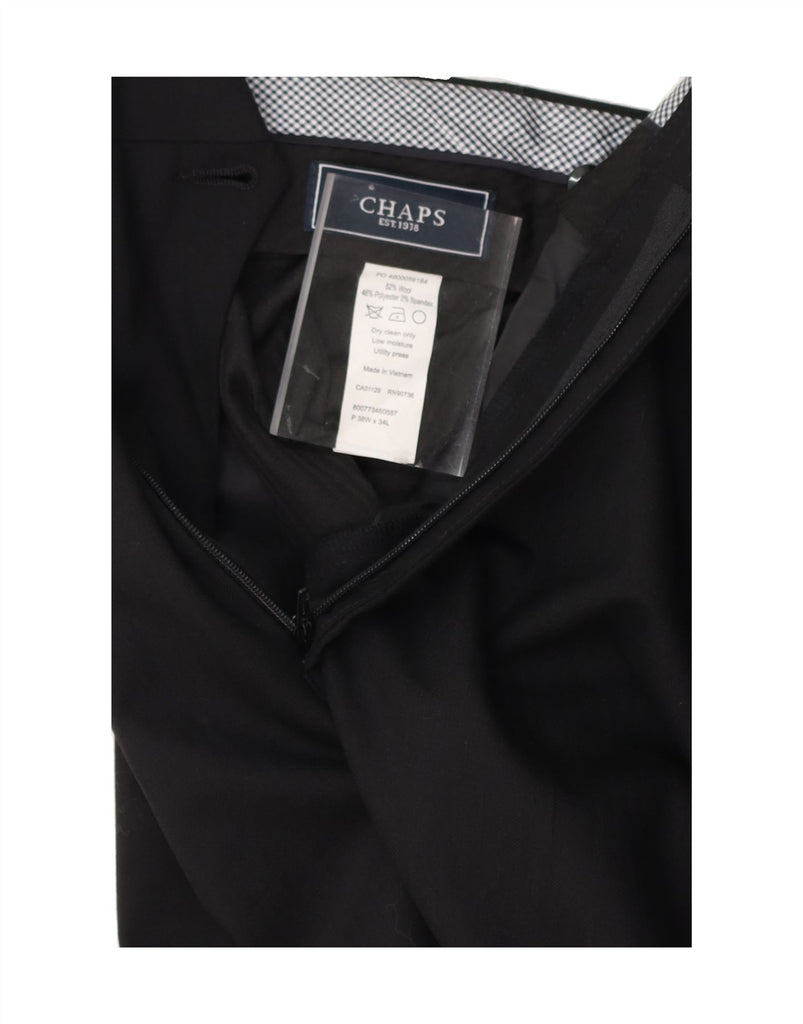 CHAPS Mens Straight Suit Trousers W38 L34 Black Wool Vintage Chaps and Second-Hand Chaps from Messina Hembry 