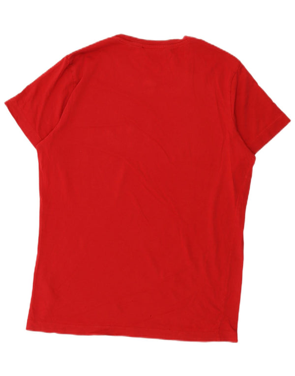 Diesel Mens Graphic T-Shirt Top Medium Red Cotton