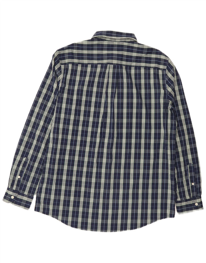 Chaps Mens Shirt Large Navy Blue Check Cotton