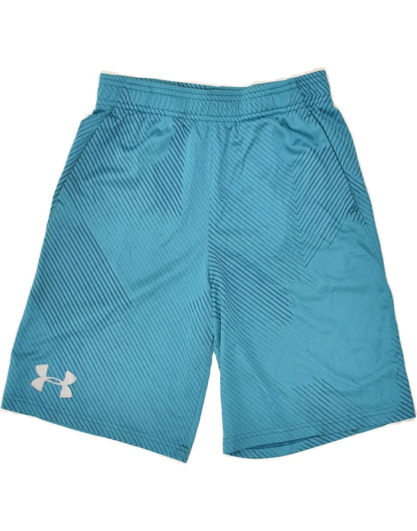UNDER ARMOUR Boys Sport Shorts 11-12 Years Large Blue Striped