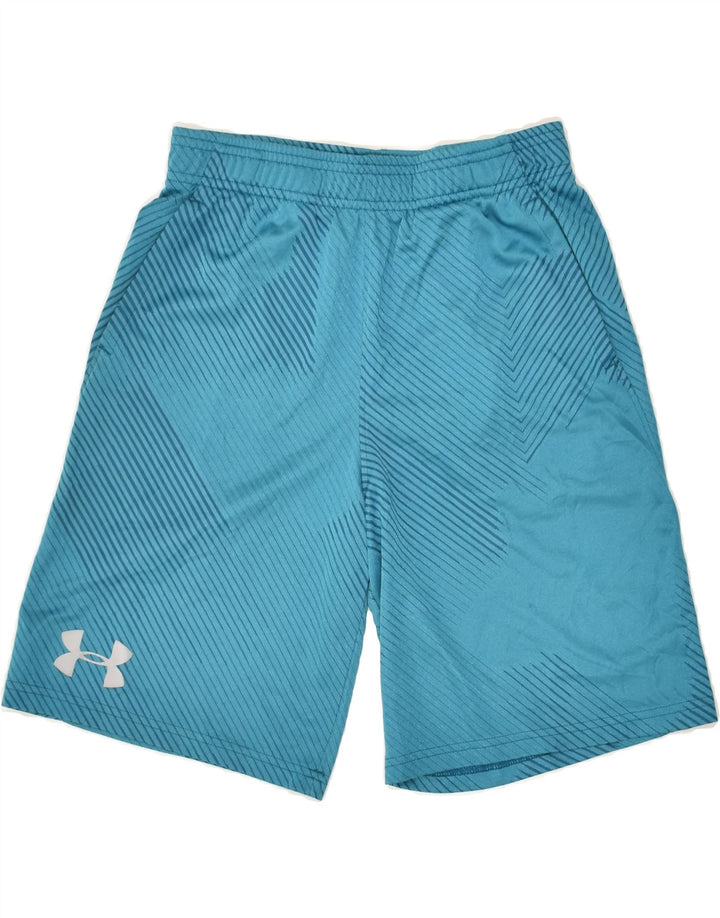 UNDER ARMOUR Boys Sport Shorts 11-12 Years Large Blue Striped