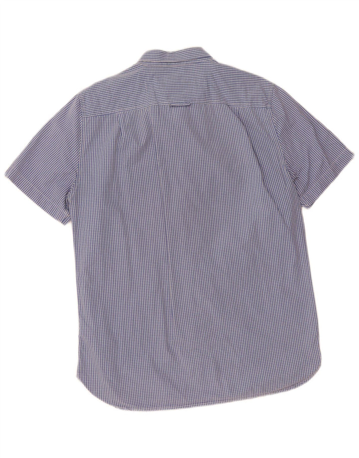 Superdry Mens Short Sleeve Shirt XL Blue Check Cotton