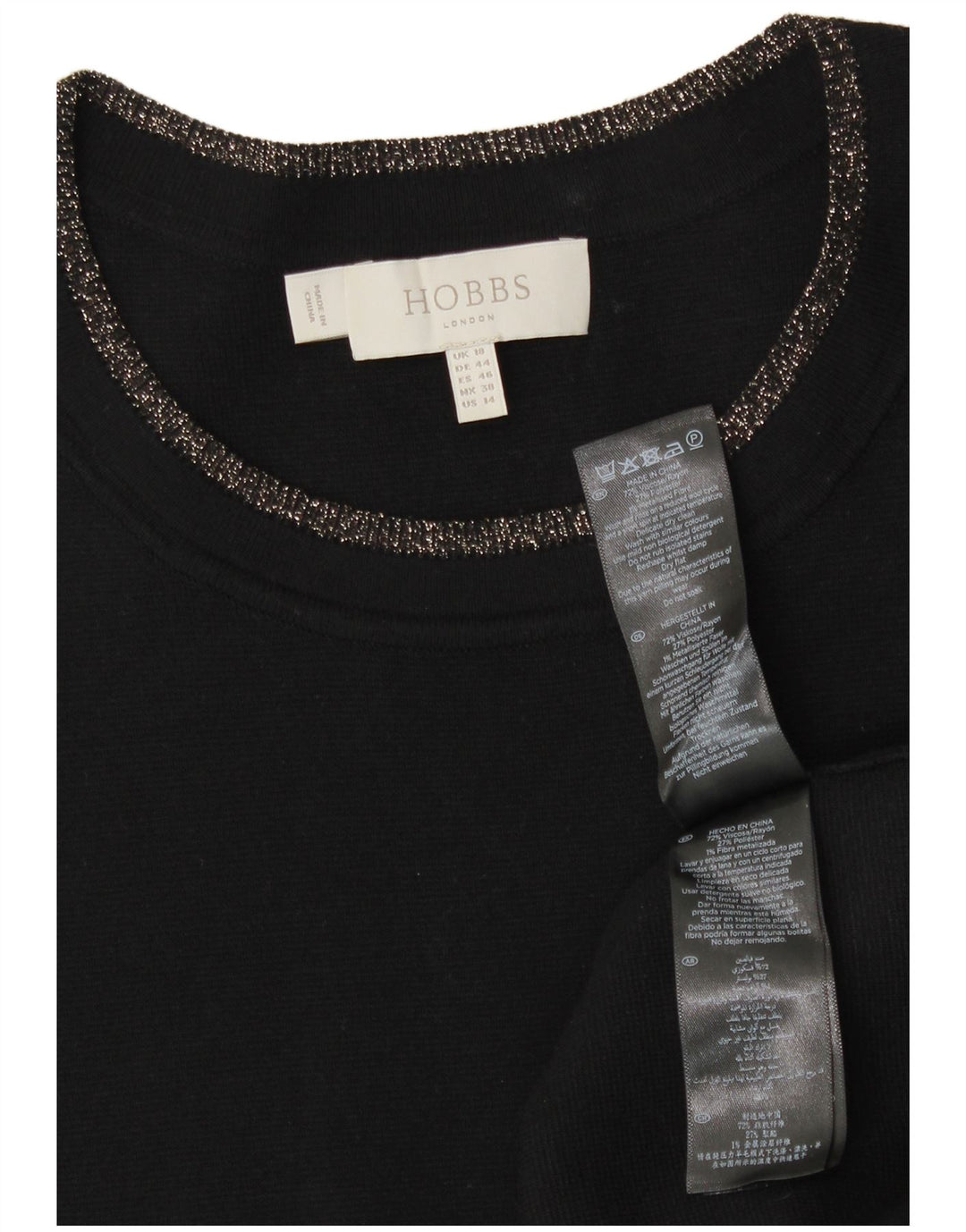 Hobbs Womens Jumper Dress UK 18 XL Black Viscose