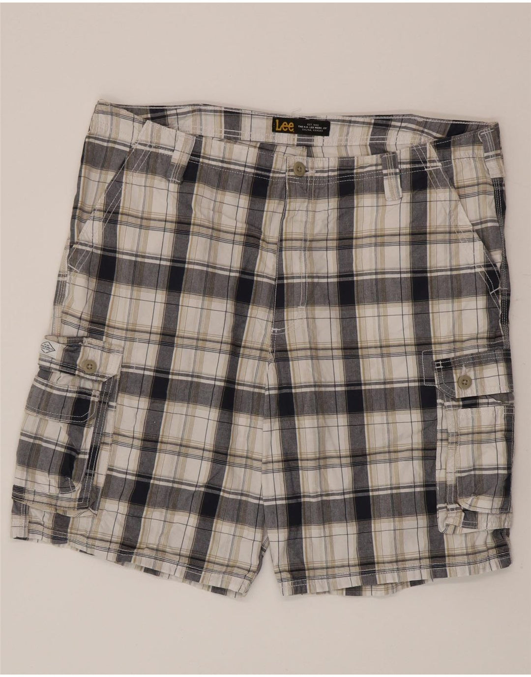 Lee Mens Cargo Shorts W40 XL White Check Cotton