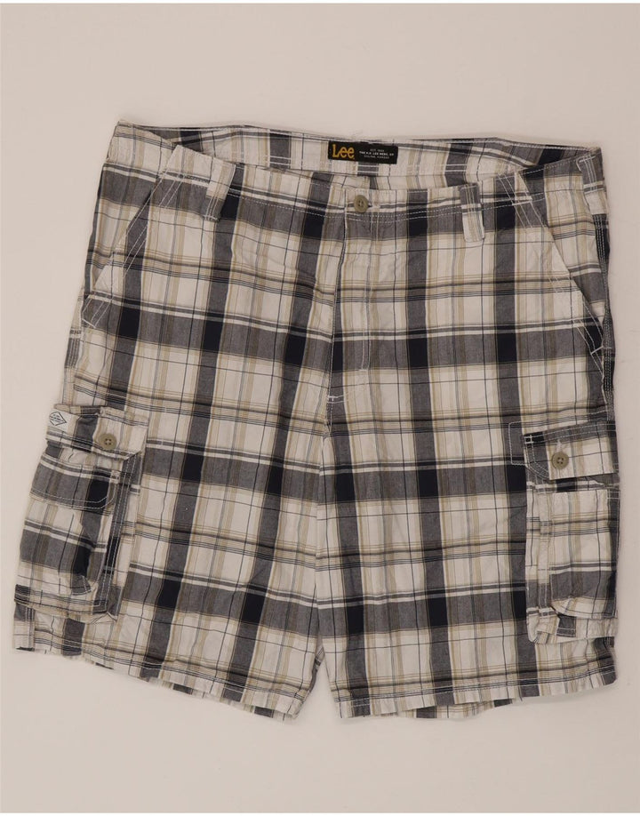 Lee Mens Cargo Shorts W40 XL White Check Cotton