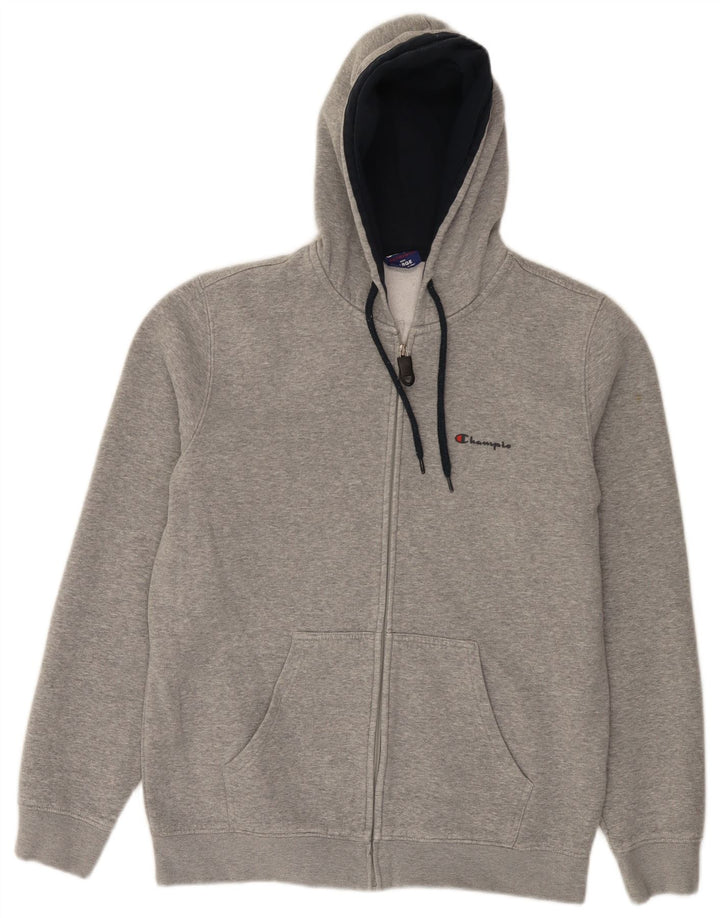 Champion Mens Zip Hoodie Sweater Large Grey Cotton
