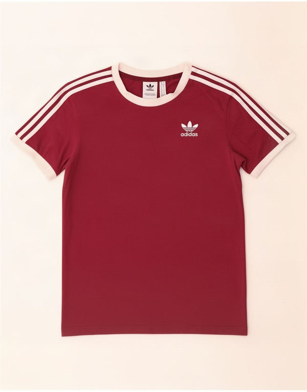 Adidas Womens T-Shirt Top UK 10 Small Red Cotton